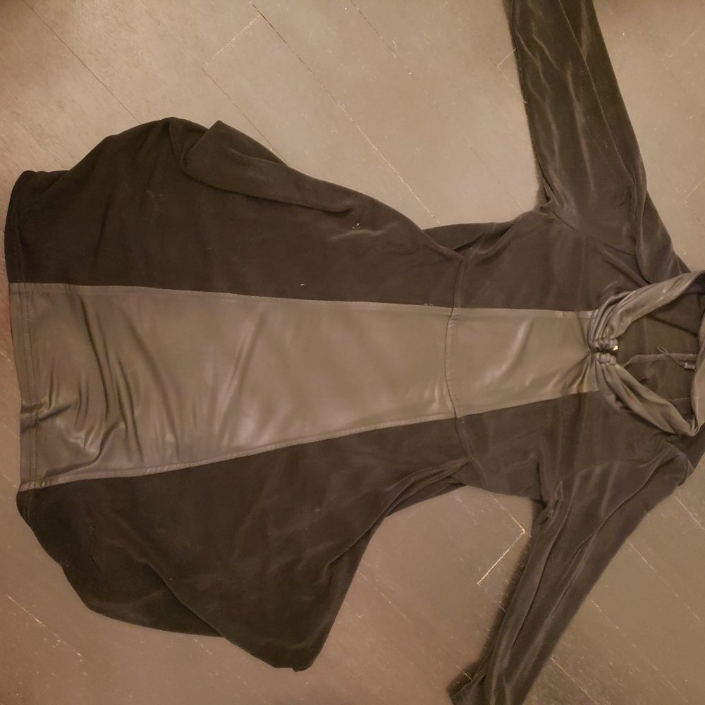 Flowy tunic with vegan leather panel